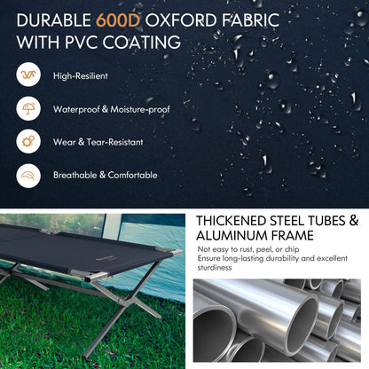 Folding Camping Cot Extra Wide Sleeping Pad for Adults and Children