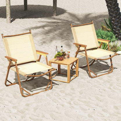 Portable Lawn Chairs Set of 2 with Armrests Folding Camp Chairs