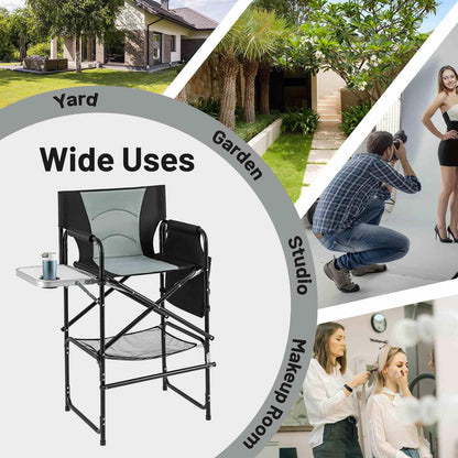 116.5 cm Tall Directors Chair with Foldable Side Table & Footrest