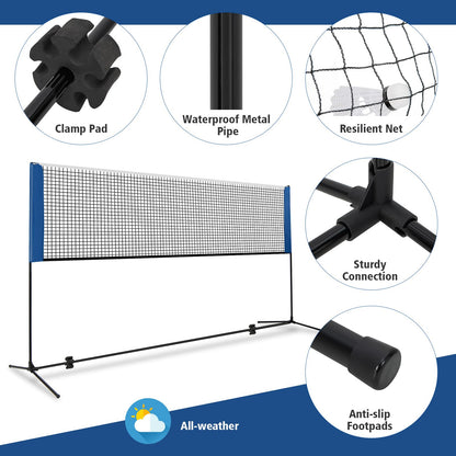 Portable Badminton Set with 2 Shuttlecocks Footpads Clamp Pads Carry Bag
