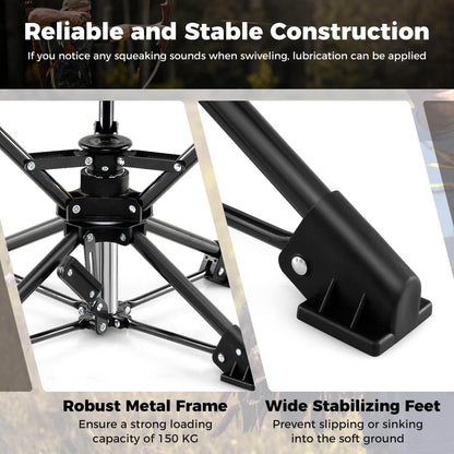 360° Swivel Hunting Chair with Anti-Sink Feet & Lightweight Carry Bag