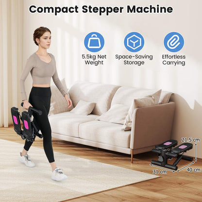 Mini Stepper for Exercise at Home with Resistance Bands for Full Body Workout