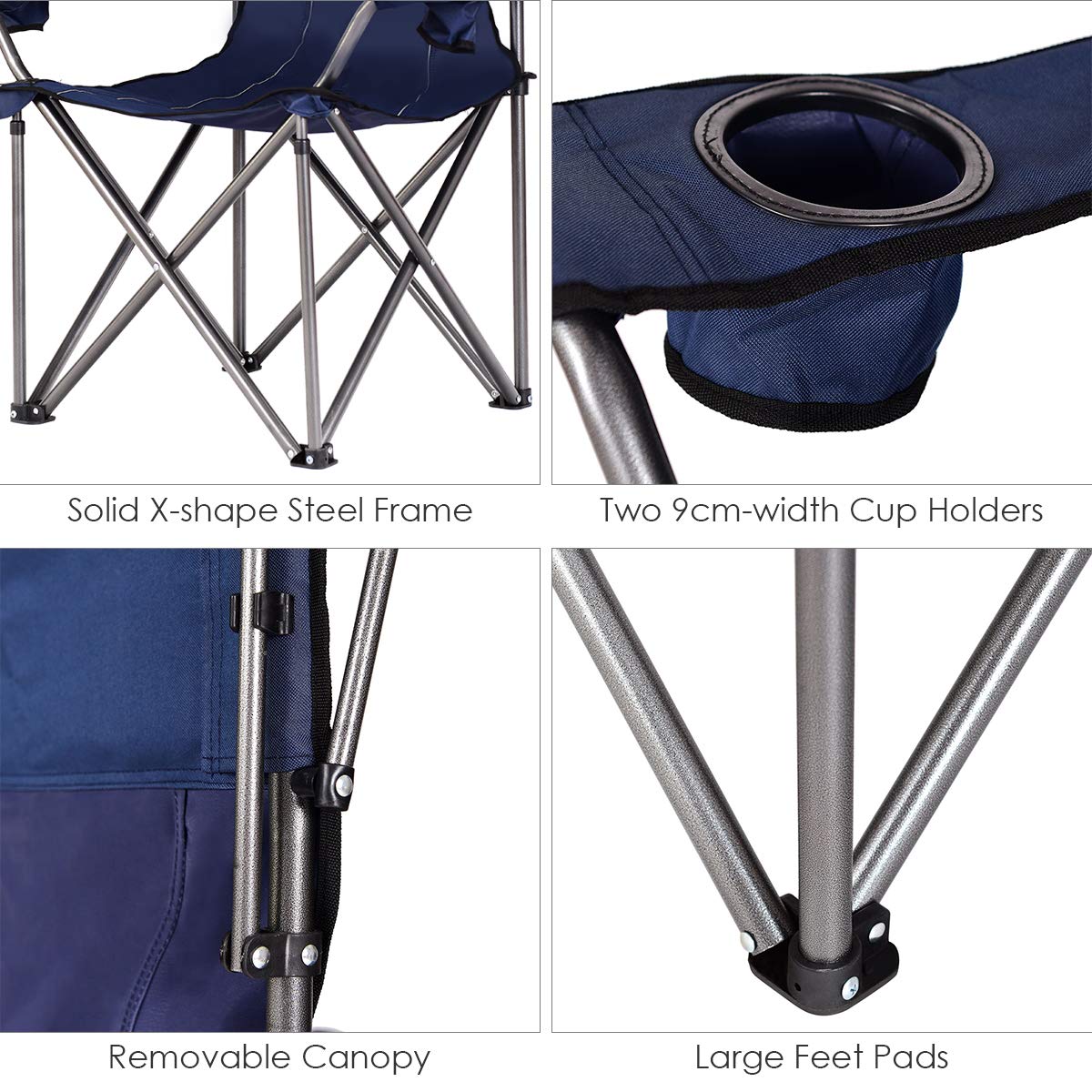 Folding Camping Chair with Adjustable Shade Canopy and Carrying Bag