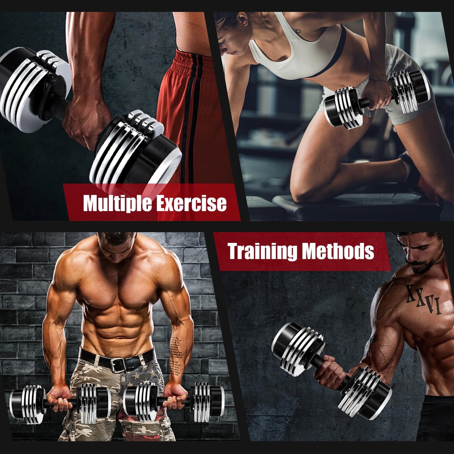 2 PACK Weight Adjustable Dumbbells with Anti-Slip Handle