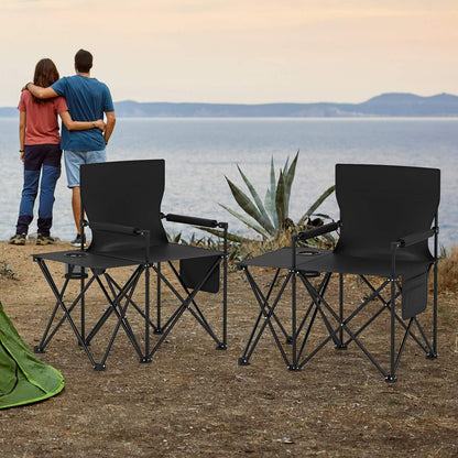 Oversized Camping Chair with Side Table & Carrying Bag for Fishing Lawn
