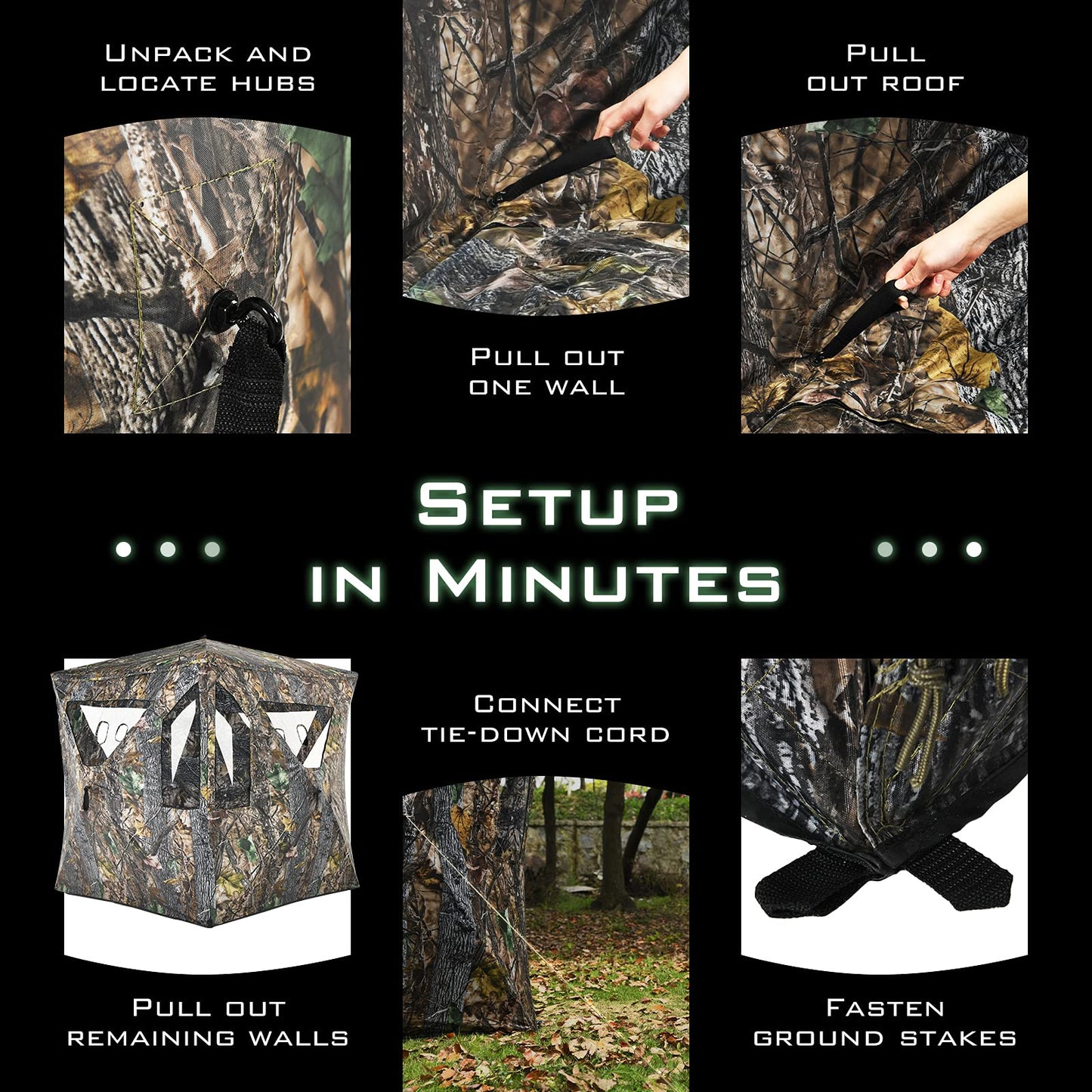 Portable Hunting Blind 3 Person Pop-up Ground Tent w/Gun Ports