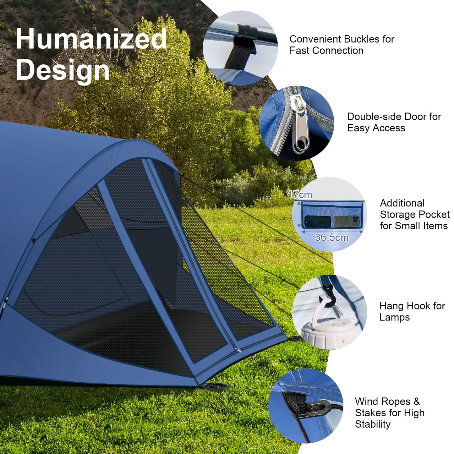 6-Person Camping Dome Tent With Screen Room Porch Easy Setup Double-Layer Tent