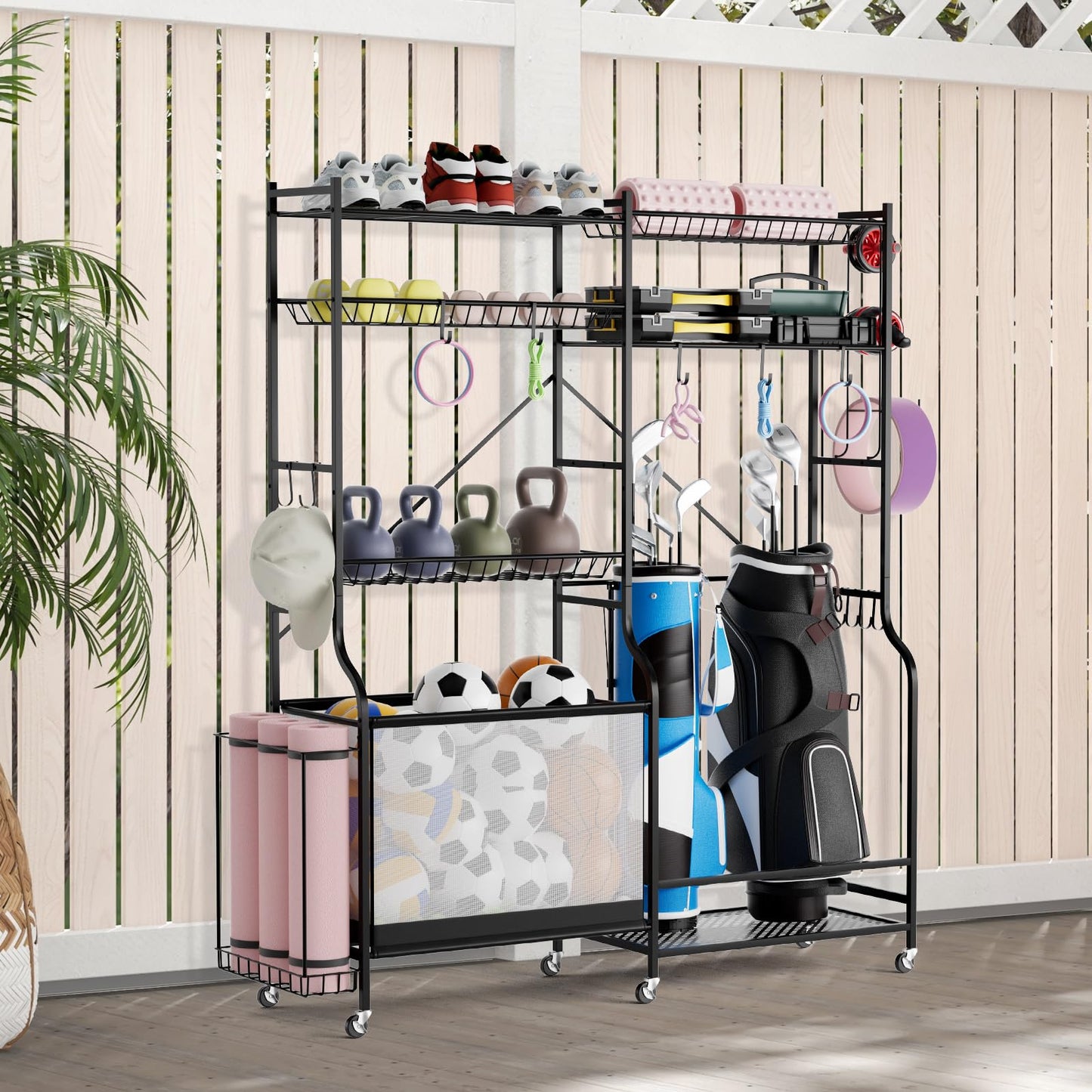 Sports Equipment Organizer for Garage Metal Ball Storage Rack