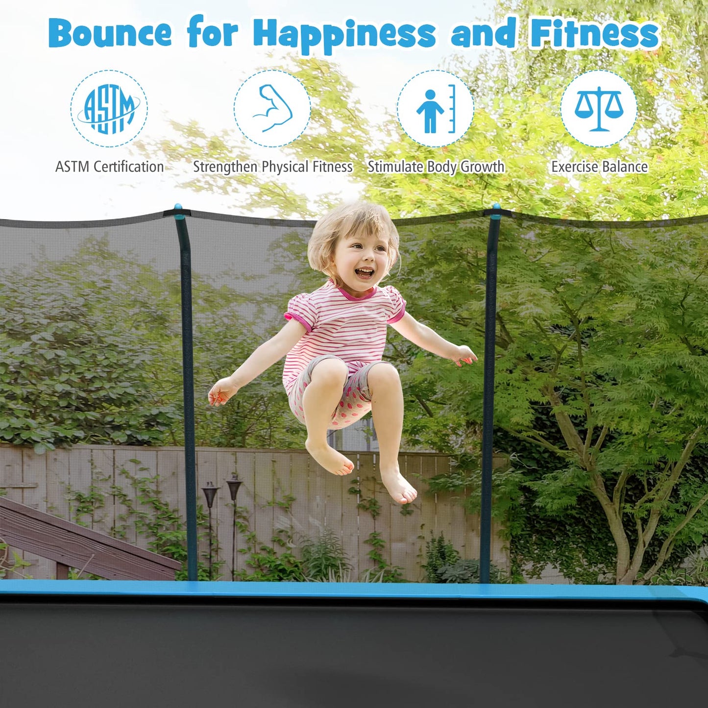14 x 8FT Outdoor Kids Trampoline with Enclosure Net for Kids Adults