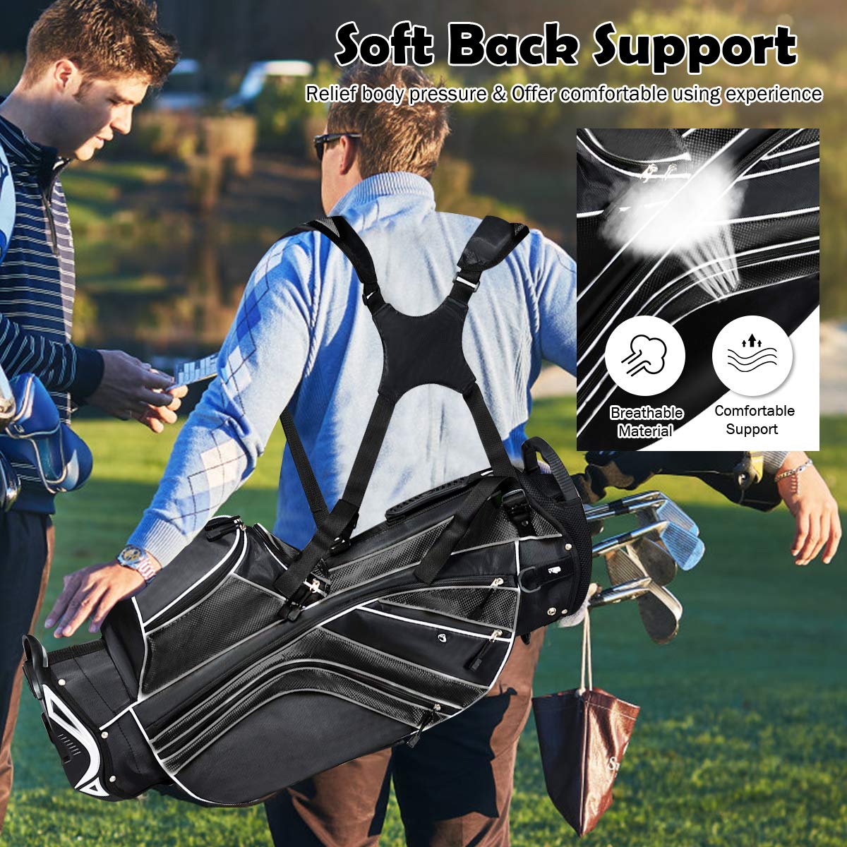 Stand Bag Golf Club Bag with 6 Way Organizer Divider Top