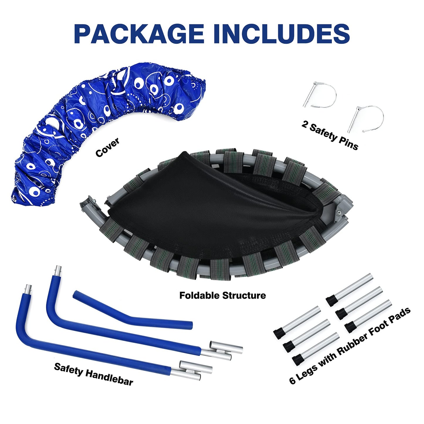 36” Kids Trampoline, Foldable Mini Rebounder with Full Covered Handle and Safety Pad