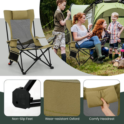 2 in 1 Portable Camping Chair with Detachable Footrest Adjustable Backrest