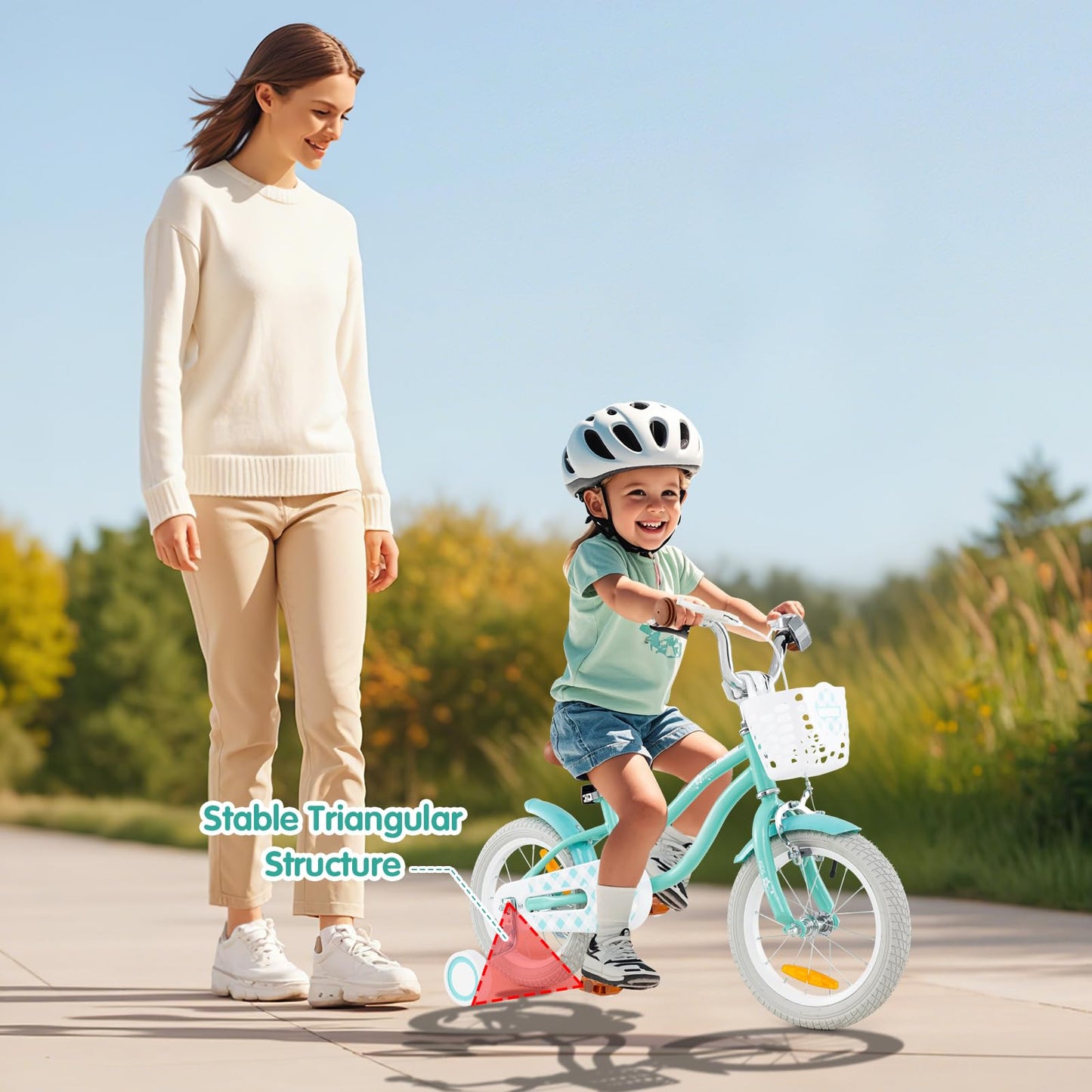 Kids Bike with Front Handbrake and Rear Coaster Brake for 3-4/3-5/4-7/4-8 Years Old
