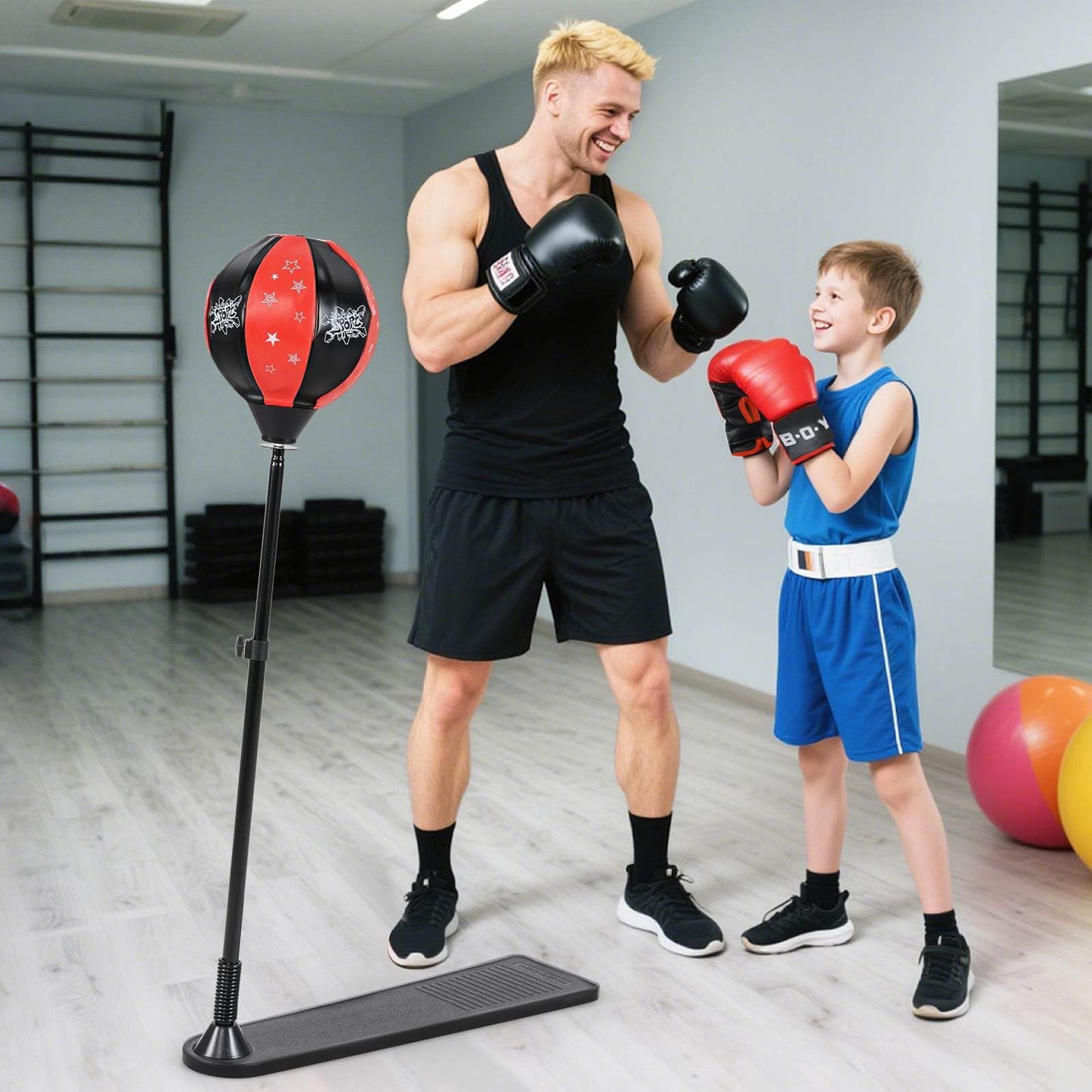 Inflatable Boxing Ball with Boxing Gloves & Air Pump & Stand