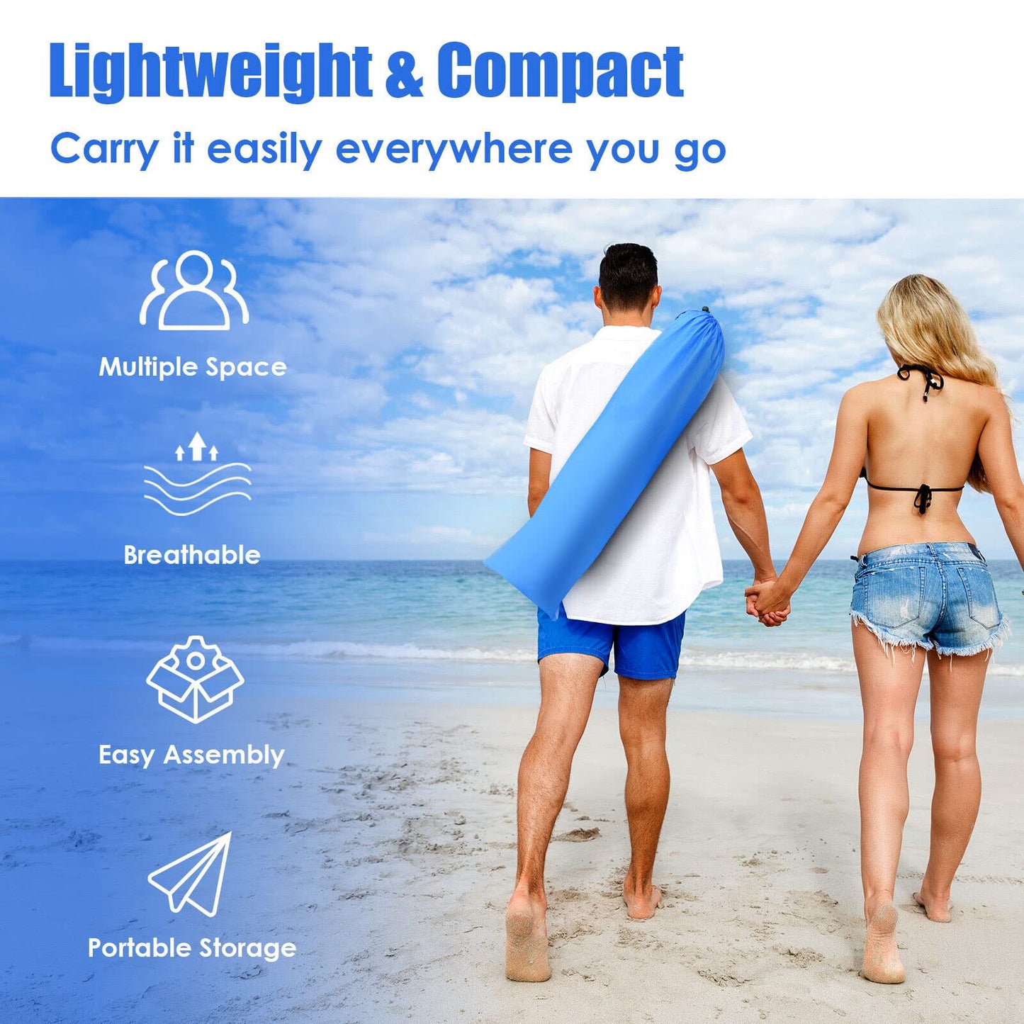 Instant Pop-up Beach Tent for 3-4 Persons Windproof Sunshade Canopy Cabana