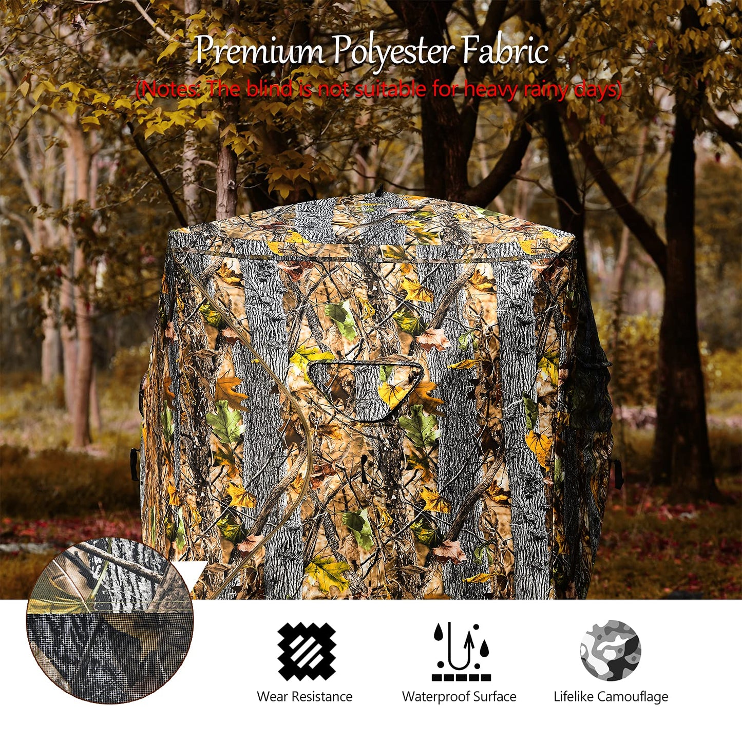 Pop Up Hunting Ground Blind 3 Person Camouflage Hunting Tent W/ Silent Slide Windows