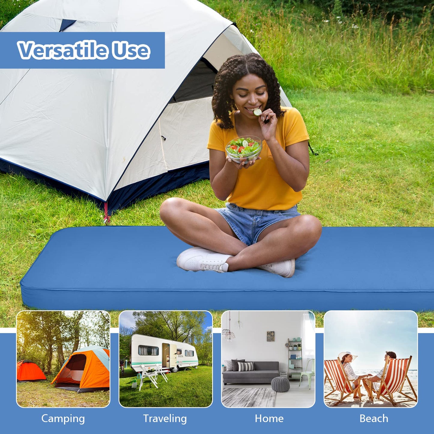 Self Inflating Camping Sleeping Mat with 2-in-1 Pump Sack