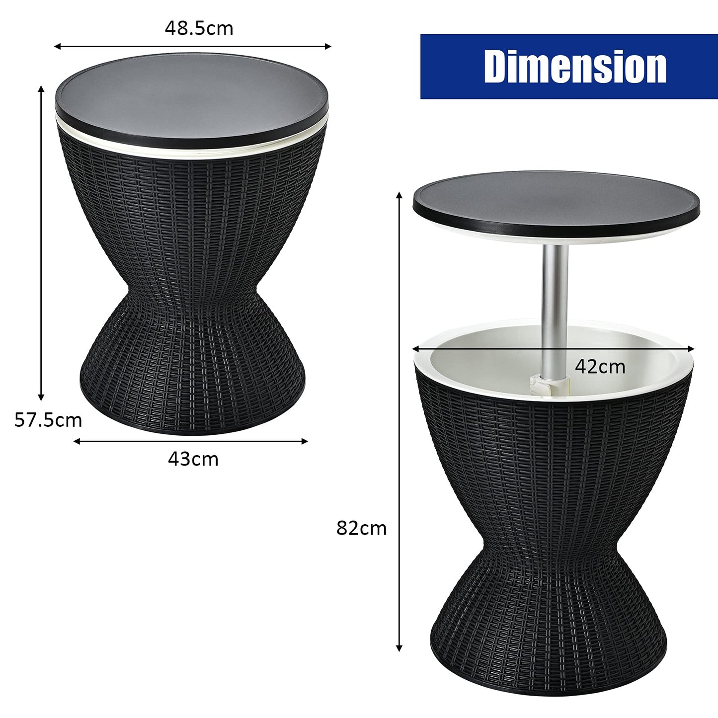Outdoor Ice Cooler with Height Adjustable Tabletop for Party