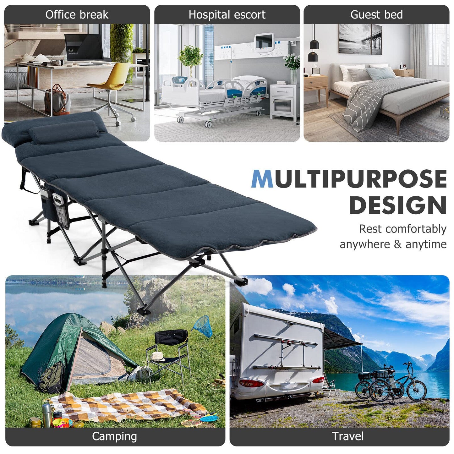 Folding Travel Camping Cot Retractable Military Sleeping Cot