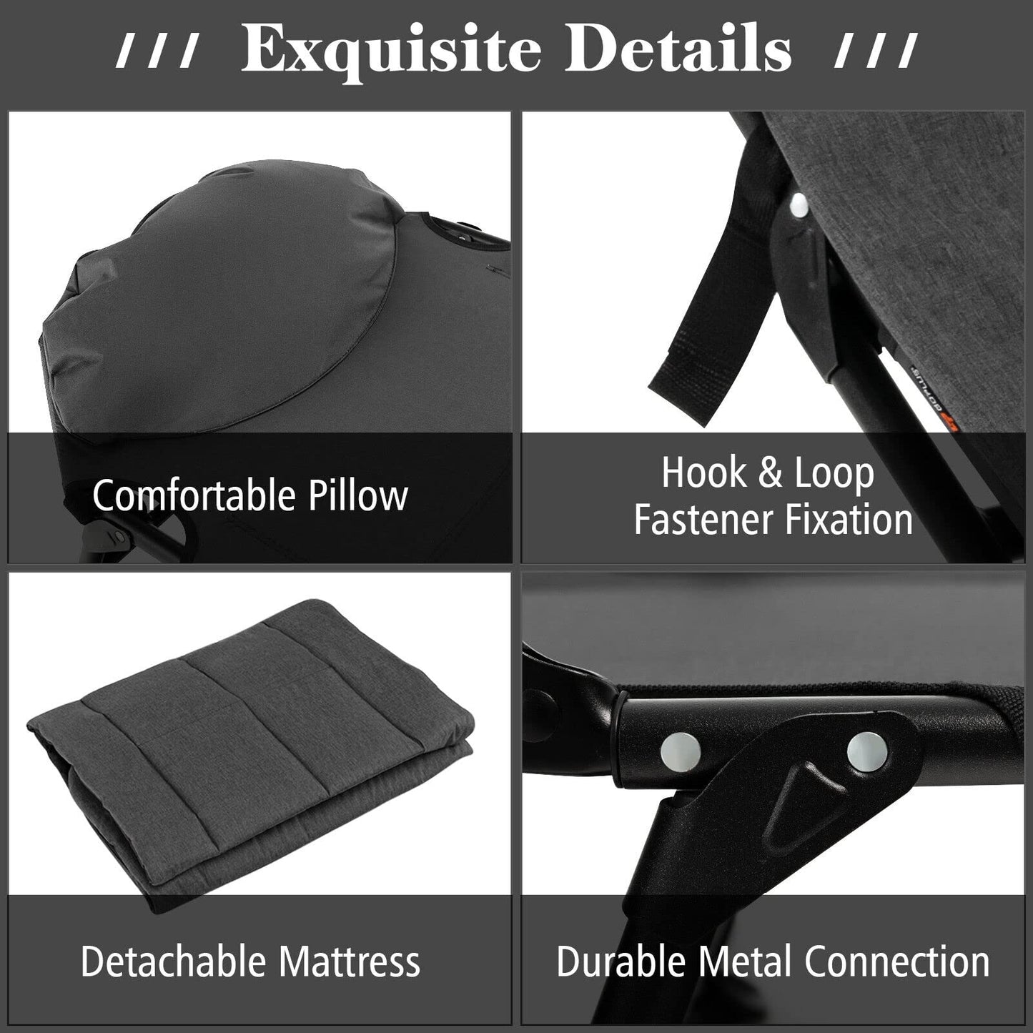 Folding Camping Cot With Detachable Mattress 360° Swivel Foot Cover