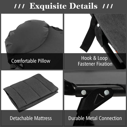 Folding Camping Cot With Detachable Mattress 360° Swivel Foot Cover