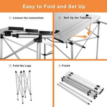 Portable Roll up Aluminum Table With Carrying Bag (70 x 70 x 70 cm (L x W x H))