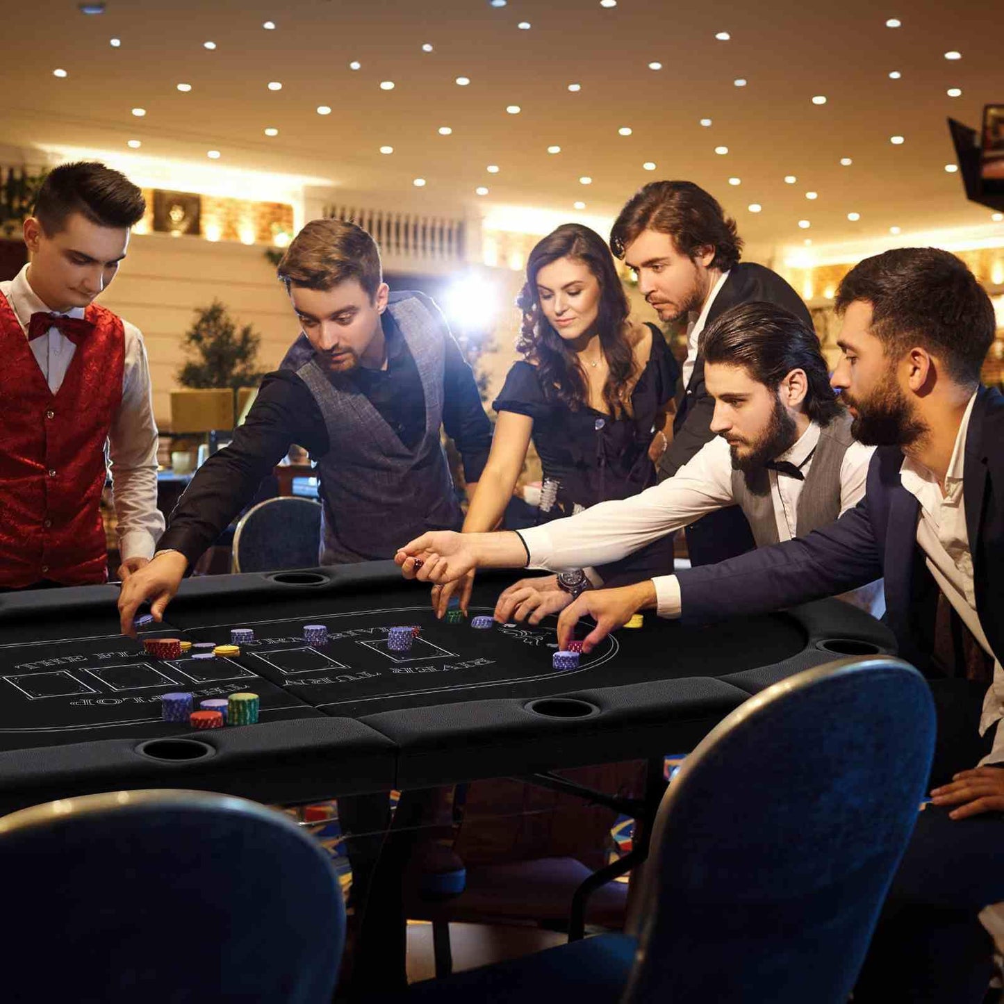 1.8m Foldable Poker Table for 8 Players Portable Oval Card Board Game Table
