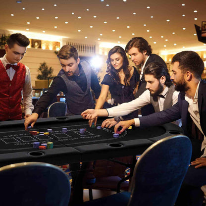 1.8m Foldable Poker Table for 8 Players Portable Oval Card Board Game Table