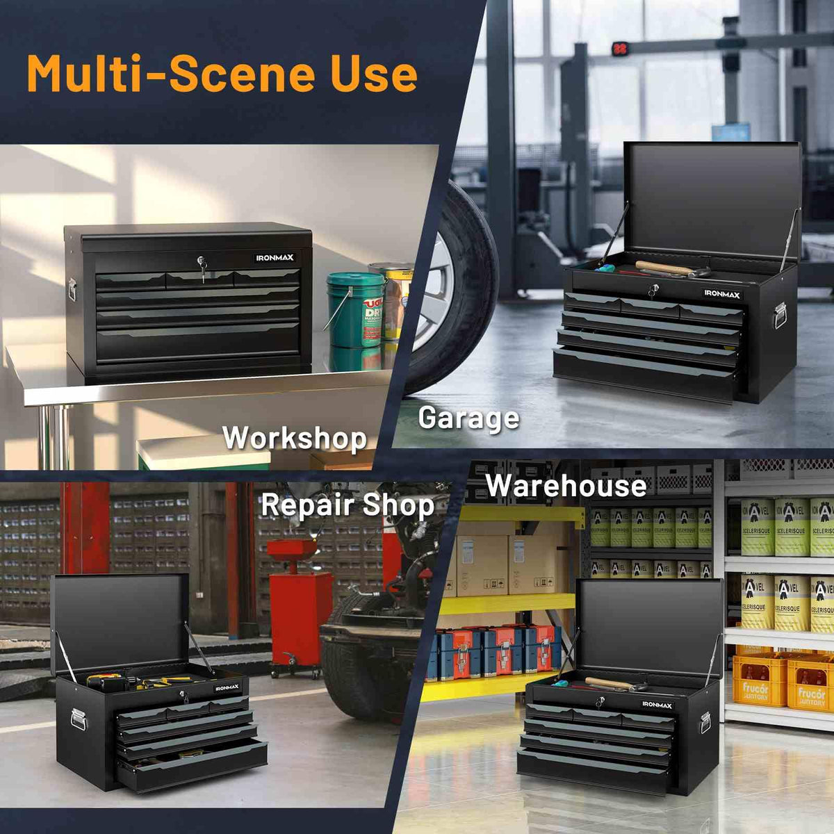 60 cm Tool Chest Case with 6 Drawers and Top Storage