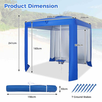 2 x 2M Beach Tent with Folding Table UPF 50+ Protection