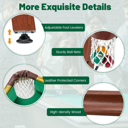 Portable Billiards Table Game with Foldable Legs for Family Game Bar Gym Room