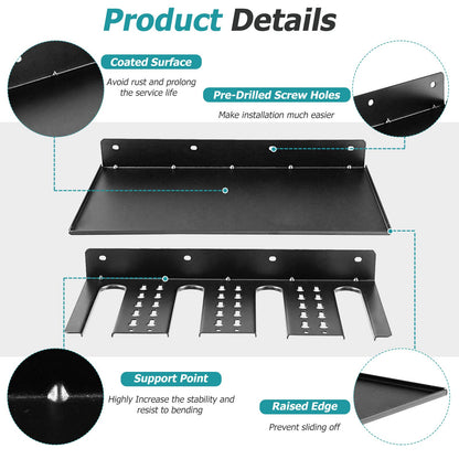 Electric Drill Storage Rack, Wall Mounted Drill Holder & Floating Shelf