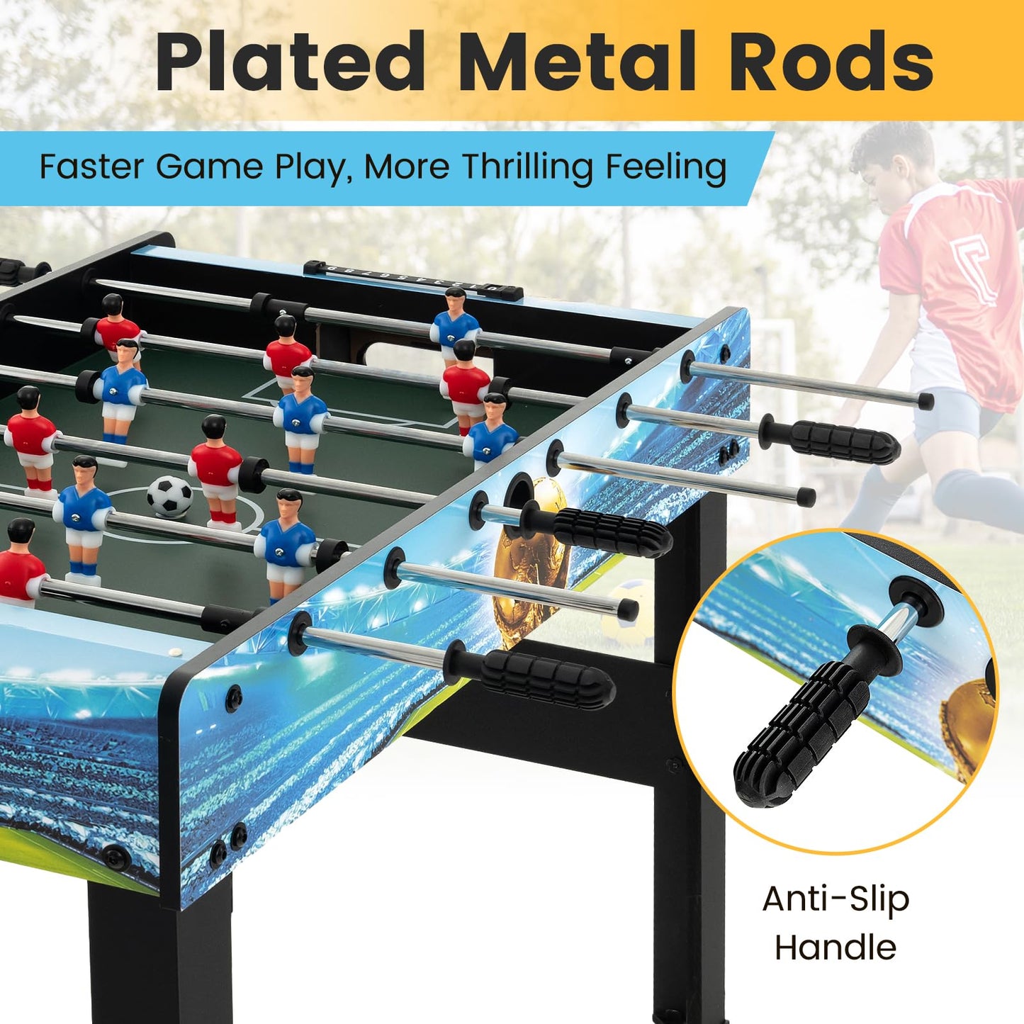 Foosball Table Game Set Adults & Kids Soccer Table for Family Activities
