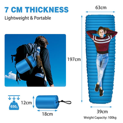 3 Inch Thick Inflatable Camping Sleeping Pad Waterproof & Comfortable