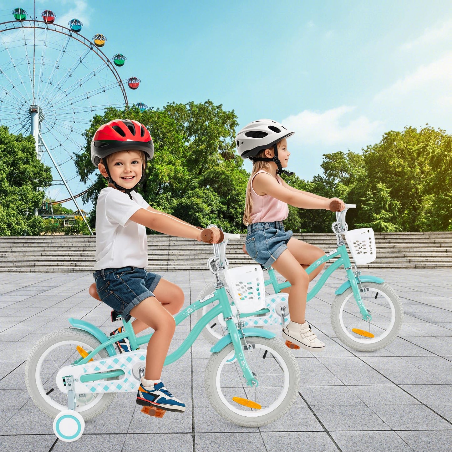 Kids Bike with Front Handbrake and Rear Coaster Brake for 3-4/3-5/4-7/4-8 Years Old
