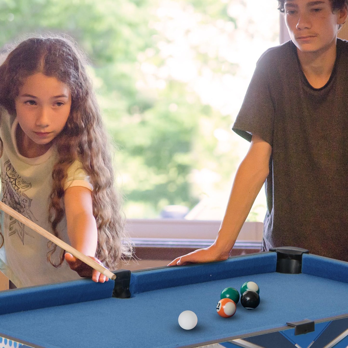 6 in 1 Combo Game Table with Basketball Billiards Ping Pong Hockey Shuffleboard Bowling for Kids and Adults