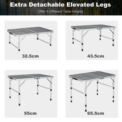 4-Position Adjustable Folding Camping Table With Rust Resistant Iron Mesh Top