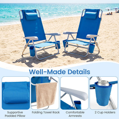 2 Pack Beach Chair for Adults, Lightweight Folding Beach Chair