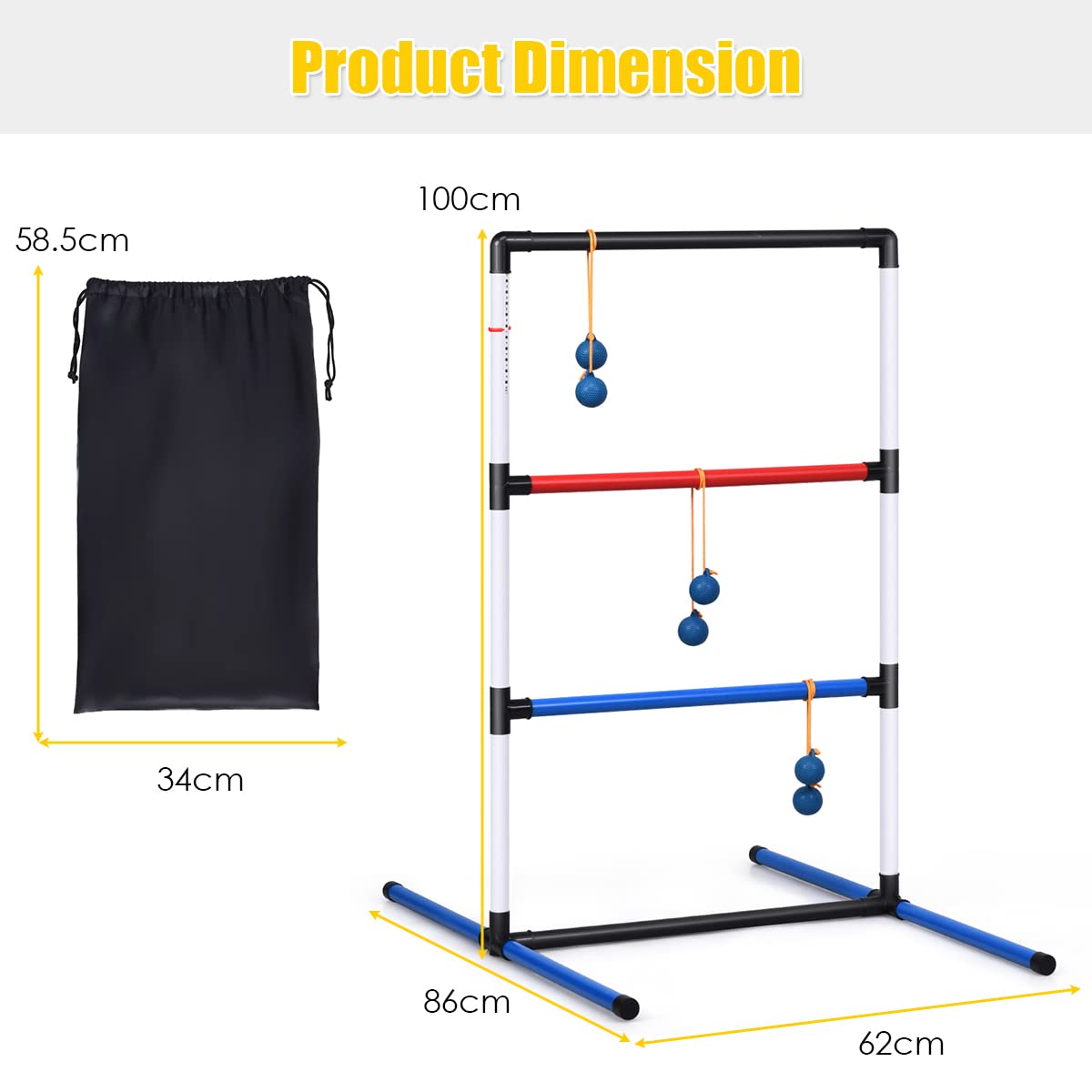Ladder Toss Game Set Indoor/Outdoor Ladder Ball Toss Game with 6 PE Bolas