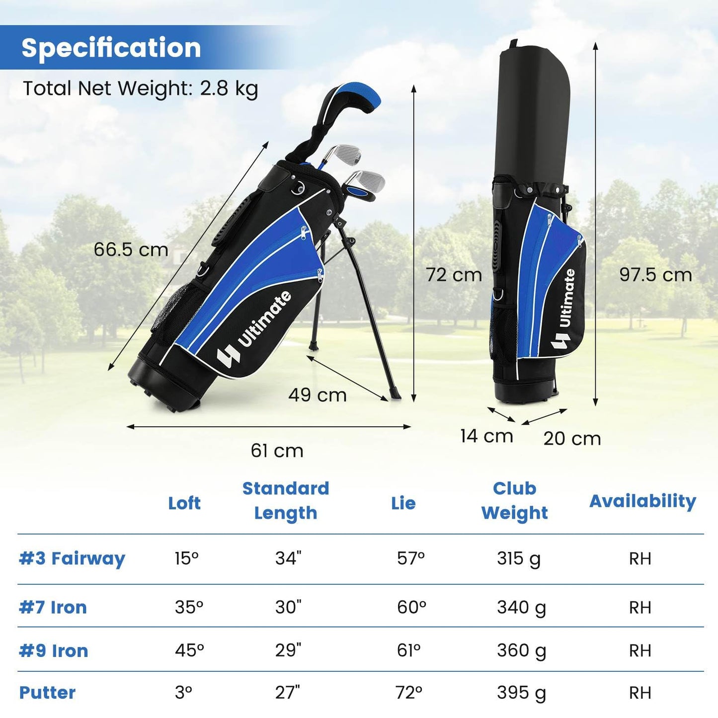 Junior Complete Golf Club Set with Lightweight Design for Kids