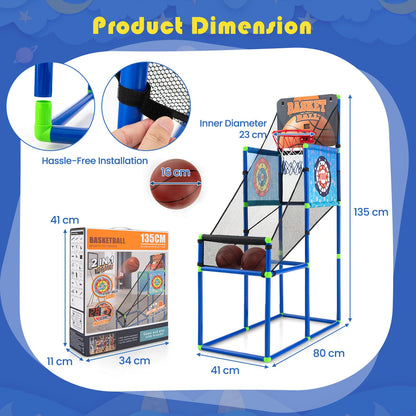 2-in-1 Kids Basketball Arcade Game Indoor Outdoor Basketball & Sticky Balls Game Set
