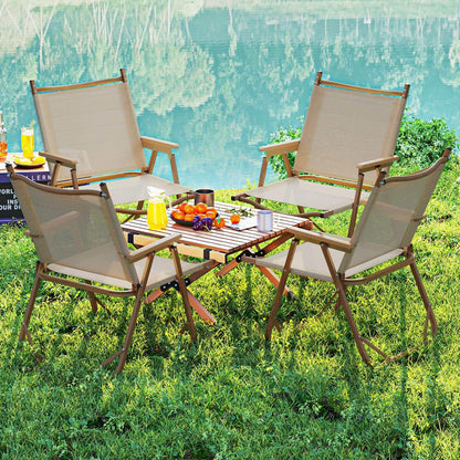 Portable Lawn Chairs Set of 2 with Armrests Folding Camp Chairs