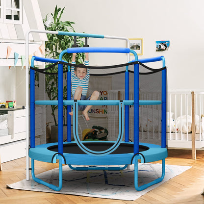 60" Trampoline for Kids with Ring and Horizontal Bar for 3-7 Ages