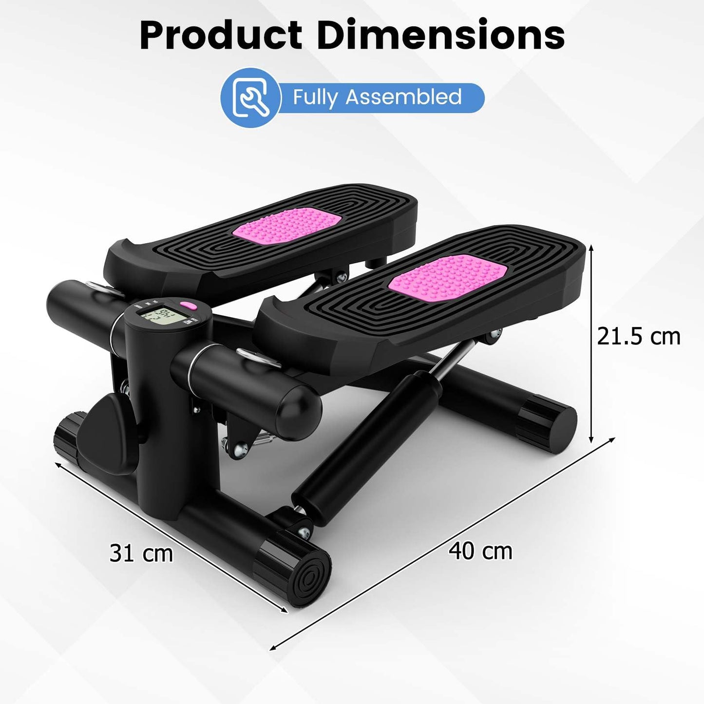 Mini Stepper for Exercise at Home with Resistance Bands for Full Body Workout