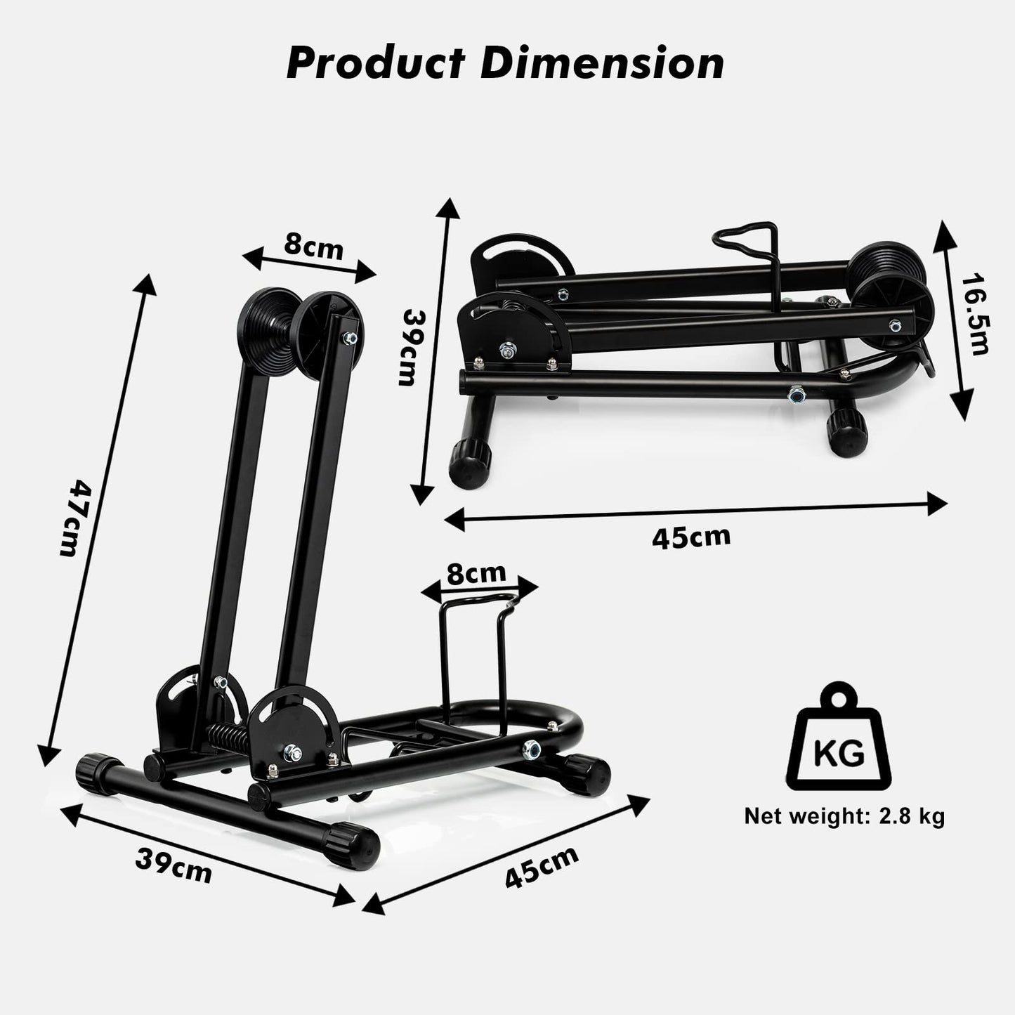 Foldable Bike Storage Stand for 61-70 cm 700C Mountain and Road Bike