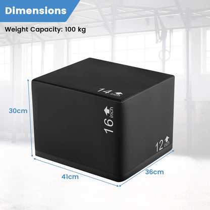 16 Inch Foam Jumping Box with 3 Heights & Easy-to-Clean PU Cover