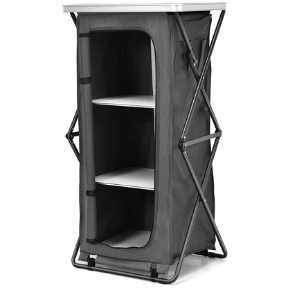 2 Size Folding Pop-Up Cupboard Compact & Portable Camping Storage Cabinet