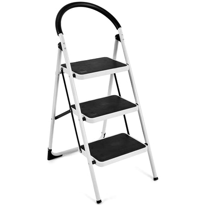 Folding 2/3 Steps Iron Stepladder with Platform and Handrail