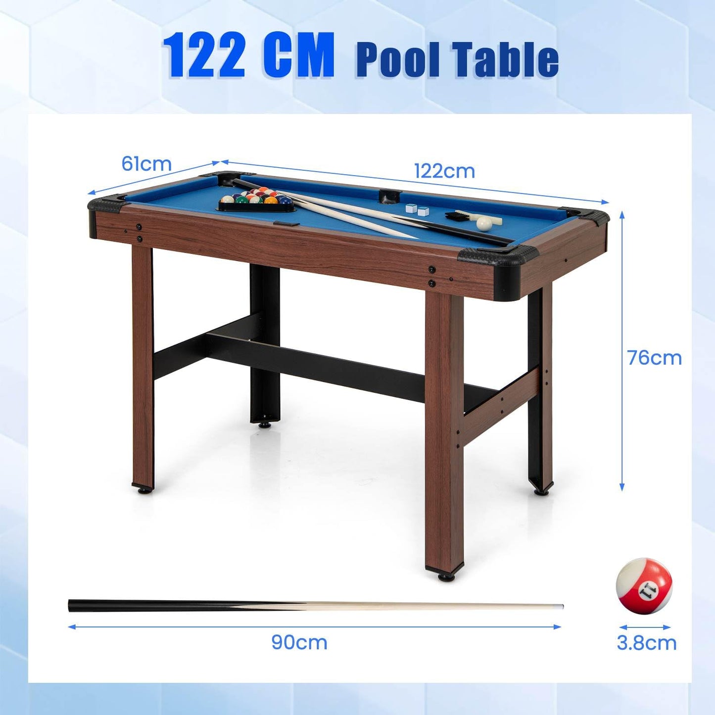 1.2M Pool Table for Kids & Adults for Family Game Bar