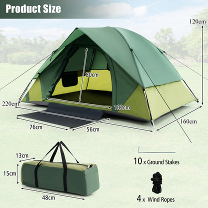 2-Person Camping Tent with Removable Rain Fly Double-Layer Door
